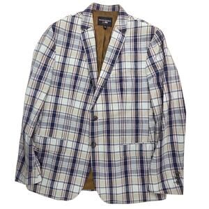 Banana Republic Mad Men Collection Multi Two Button Retro Plaid Blazer 44R